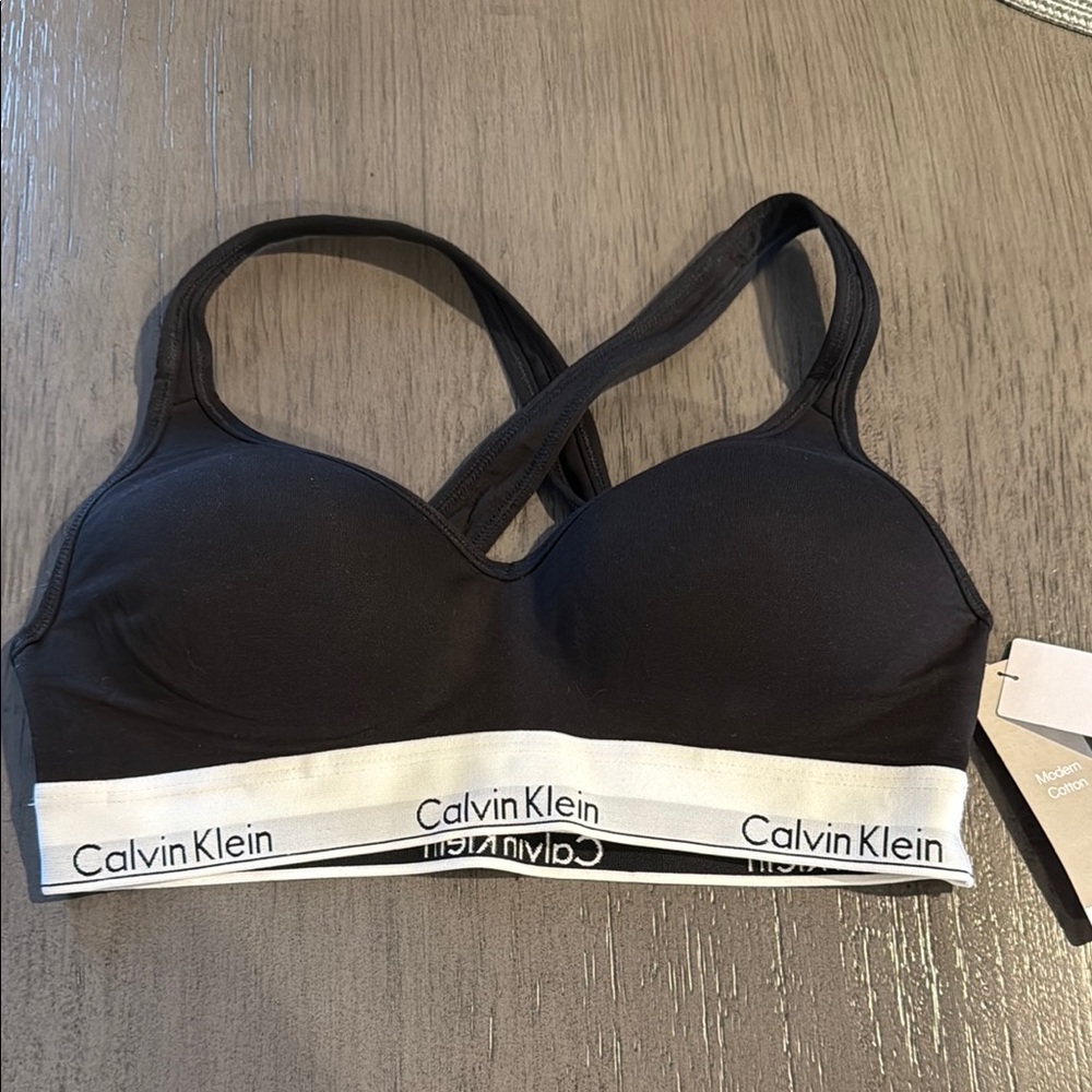 NWT Calvin Klein Black Padded Racerback Bra